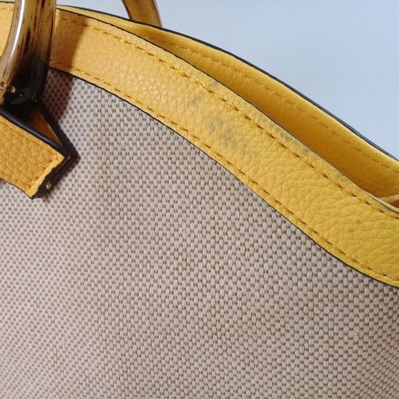 Dana Buchman Shoulder, Hand or Crossbody Bag in Yellow and Tan - Picture 13 of 14